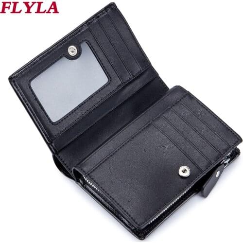 New Mens Wallet Card Holder RFID Lining Leather Wallet Short Paragraph Multifunctional Business Men Purse