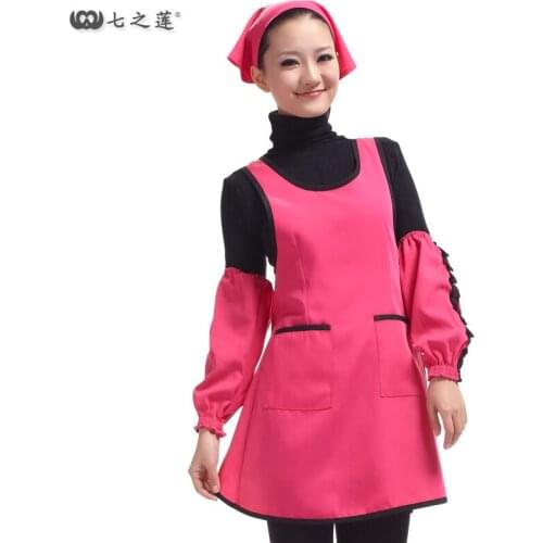Simple work clothes Korean turban + apron + sleeve set