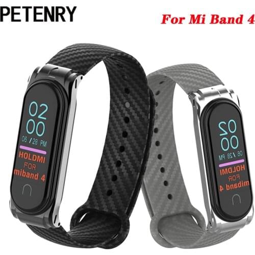 Wrist Strap for Mi Band 4 Carbon Fiber Band Metal Case Bracelet for Xiaomi Mi Band 4 Wristband for Miband 4 Pulseira Accessories