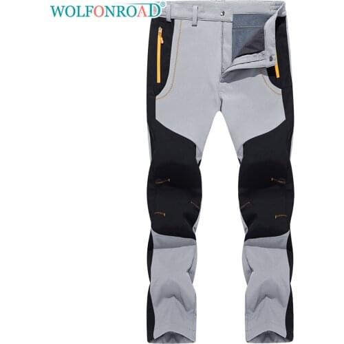 WOLFONROAD Soft shell Outdoor Winter Fleece Lining Pants Mens Hiking Camping Warm Pants Windproof Ski Pants Thermal Trousers