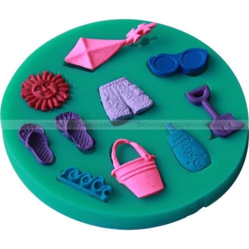 3D Beach Vacation Silicone Embossed Molds Chocolate Cake Mold Biscuits Fondant Mould DIY Baking Decorating Tools Cookies Moulds