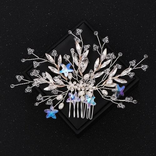 Silver Color Crystal Rhinestone Wedding Hair Combs Hair Accessories for Bridal Headpiece Princess tiara Women Hair Jewelry Gift