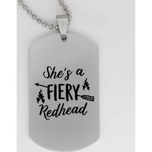 Ufine jewelry Birthday gift pendant army card arrow Shes a fiery redhead stainless steel customed necklace N4114
