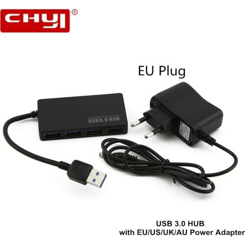 CHYI Super Speed 4 Ports USB Hubs Ultra Slim Splitter AU/EU/US/UK External Power Adapter For PC Laptop Computer