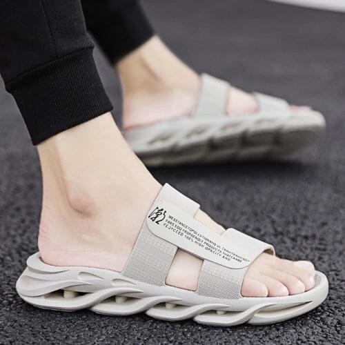 WEH slippers men summer luxury 2021 Beach Men Slippers Simple Black White Shoes Non-slip Slides outdoor Men Platform Flip Flops