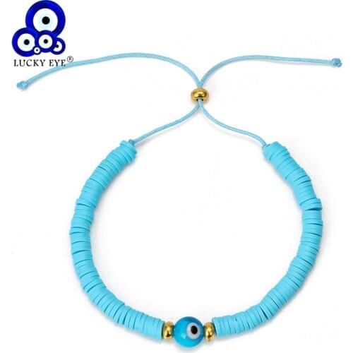 Lucky Eye Braided Blue Evil Eye Bracelet Rope Chain Charm Strand Bracelet Adjustable Handmade Jewelry for Women Female EY6389