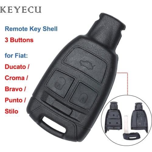 Keyecu Replacement Remote Key Shell Case 3 Buttons Car Key Shell for Fiat Bravo Croma Ducato Punto Stilo(Shell Only)