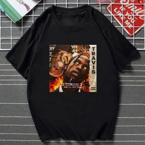 Punk Vintage Casual Travis Scott Graphic Womens T Shirt Astroworld Cactus Jack Wish You Were Here Tour Hip Hop Tops Fashion Tee
