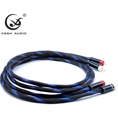 1 pair male RCA to RCA XSSH audio OFC pure copper plated silver 2RCA to2RCA Audio Coaxial Extend Cable Line Wire