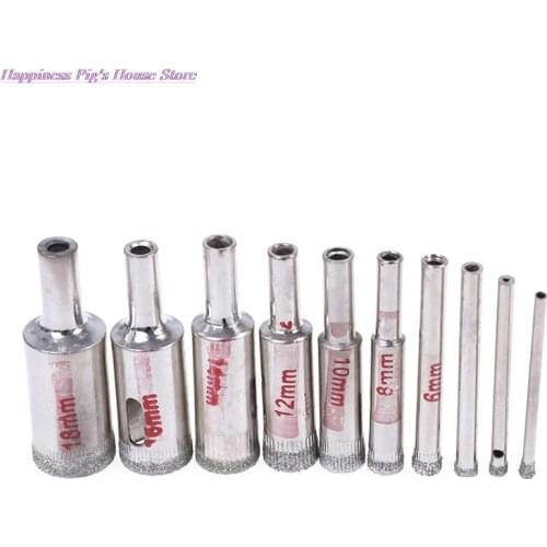 Hot 10pcs 3mm-18mm Diamond Tool Drill Bit Hole Saw Set for Glass Ceramic