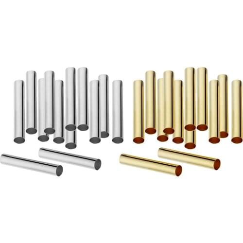 100 PCS 2 Colors(Golden/Platinum), Noodle Tube Spacer Beads for DIY Bracelets Jewelry Making Findings 30mm, Dia: 4mm