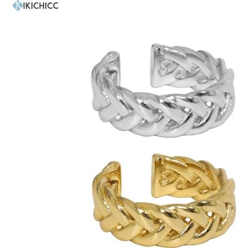 ANDYWEN 925 Sterling Silver Gold Twist Chain Resizable Rings Geometric Irregular Adjustable Jewelry Thicker Jewels