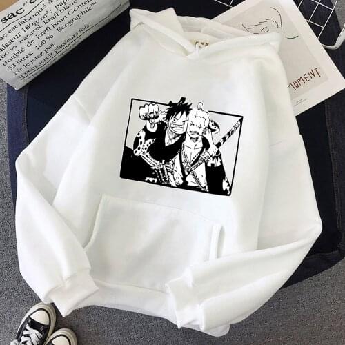 One Piece Print Hoodies Sweatshirts Harajuku Cool Roronoa Zoro Funny Monkey D. Luffy Friend Prin Casual Anime Clothes Hoodie