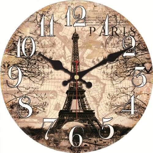 Vintage French Scenery Towels Clock Paris Roman Tower Home Kitchen Cool Wall Watches Large Wall Art Clock No Ticking