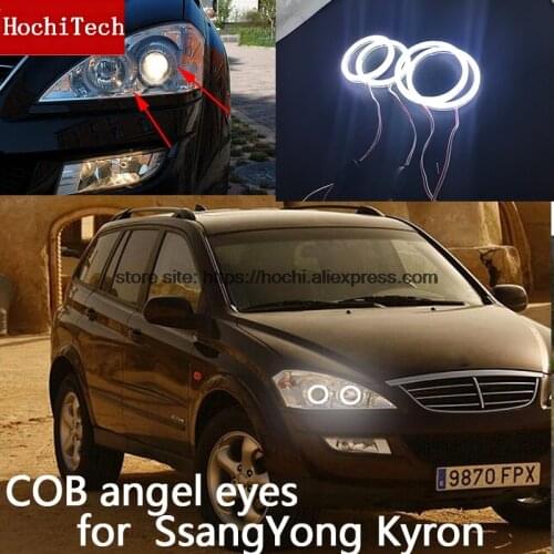 For SsangYong Kyron 2007 2008 2009 2010 COB Led day Light White Halo Cob Led Angel Eyes Ring Error Free Ultra bright