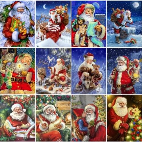 Evershine Diamond Embroidery Cartoon Diamond Painting Santa Claus Picture Of Rhinestones Christmas Beaded Needlework Wall Decor