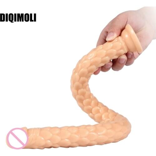 50*3.5CM Overlength Scaly Pattern Dildos Soft Anal Plug Sex Toys Masturbator Realistic Penis with Suction Cup Super Long Phallus