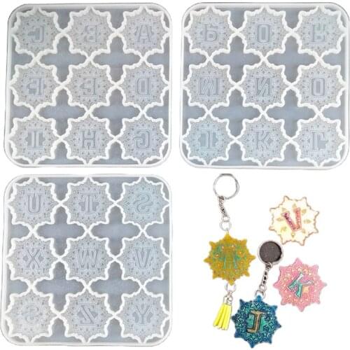3Pcs Mandala Alphabet Resin Molds 26 Letters Molds Keychain Molds Epoxy Molds for Keychains Fridge Magnets Phone Grips