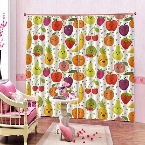 Phot Custom Apple pineapple pear banana watermelon Various Colorful Fruit Curtain For Living room Bedroom Blackout Drapes Decor