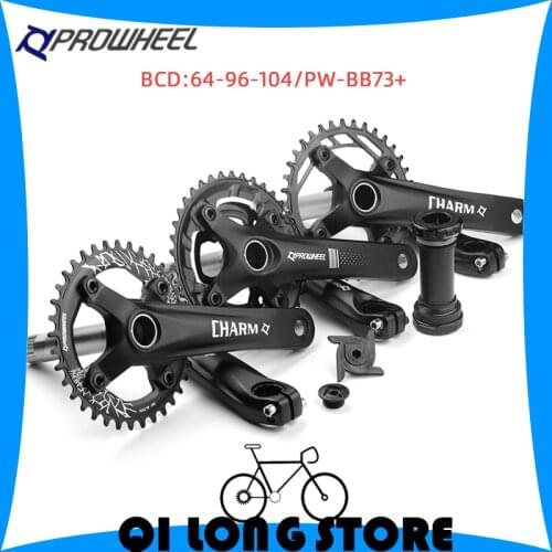 PROWHEEL MTB Crankset 104/96/64BCD 40T-30T-22T 38T-28T 36T Aluminum alloy Steel 170mm Hollow Tooth Plate Crank set with PW-BB73