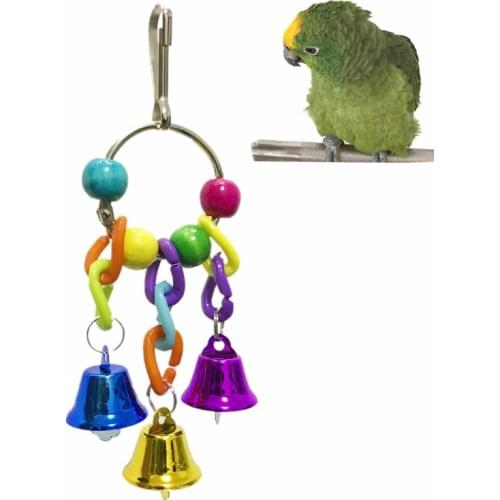 Colorful Beads Bells Parrot Toys Suspension Hanging Bridge Chain Pet Bird Parrot Chew Swing Toys Bird Cage Home Decoration Tools
