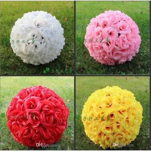 30 CM/12" New Artificial Encryption Rose Silk Flower Kissing Balls Hanging Ball for Christmas Ornaments Wedding Party Decoration