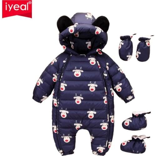 IYEAL Newest Christmas Baby Rompers Duck Down Winter Overalls Thick Warm Jumpsuit 2017 Newborn Clothes Infant Boys Girls Outwear