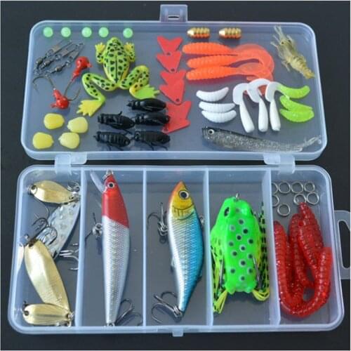 Wholesale Lure Bait Set Freshwater Seawater Frog Minnow Fake Bait Set with Box Metal Sequin Set Fishing Tackle Hard Lures