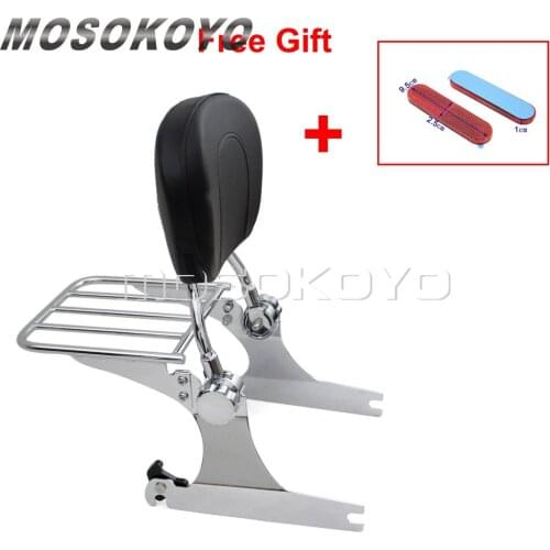 For Harley Dyna Street Bob Super Glide FXD FXDC FXDB FXDL Chrome Sissy Bar Adjustable Backrest Detachable Luggage Rack 2006-Up
