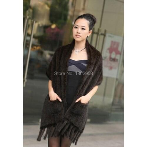 SJ701-01 Free Size Top Quality Fashion Knitted Mink Fur Scarf Wholesale and Retail