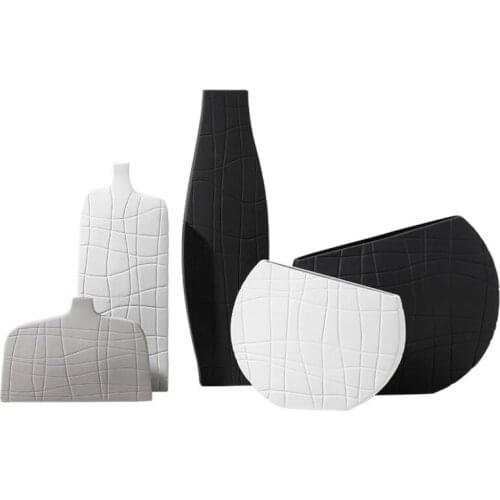 Nordic ins design creative black and white ceramic vase abstract flower arrangement minimalist desktop home craft decoration