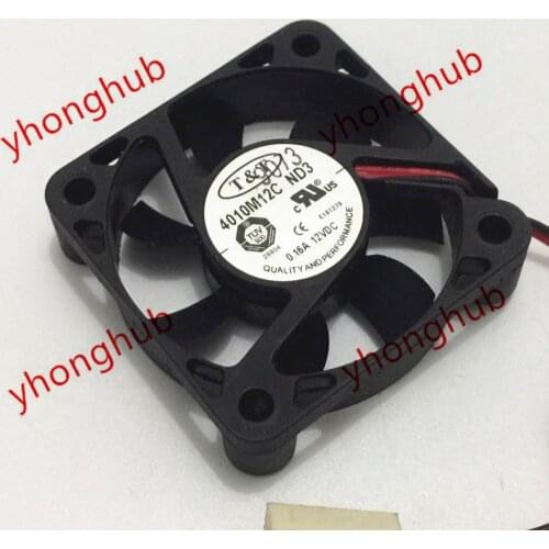 T&T 4010M12C ND3 DC 12V 0.16A 2-wire 40x40x10mm Server Cooling Fan
