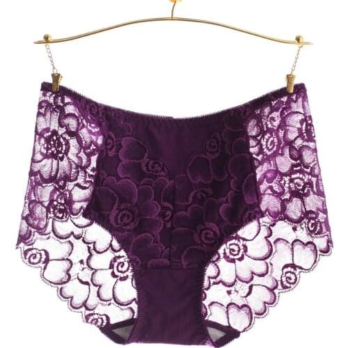 KJ82 Sexy Full Lace Panties High-Crotch Transparent Floral Soft Briefs Femmes taille haute respirante culottes