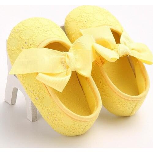 New newborn baby girl cute sweet bow lace wrinkled shoes soft bottom non-slip elastic band shoes toddler