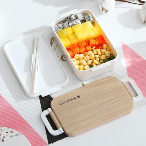 TUUTH Japanese Lunch Box Wooden Feeling Salad Bento Box Portable Microwave Food Container For School Office Camping
