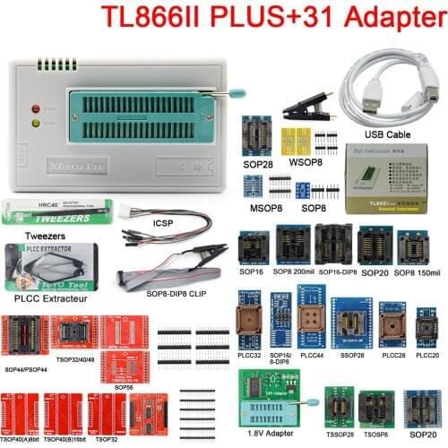 V10.8 100% Original XGecu TL866ii Plus EEPROM Programmer with 37 Adapters