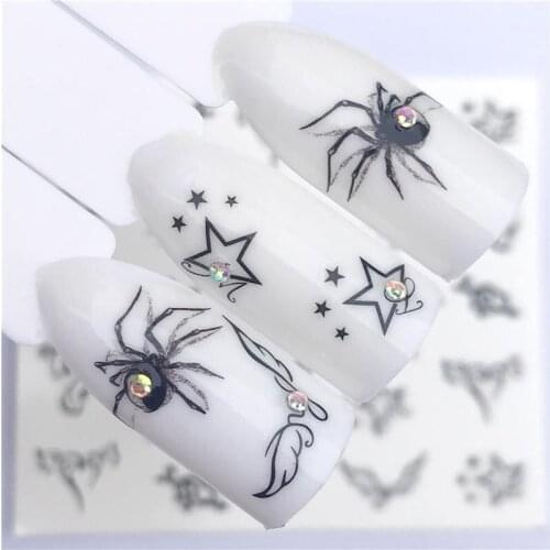 YZWLE 1 PC Hot Nail Sticker Black Butterfly / Spider Beauty Water Transfer Stamping Nail Art Tips Nail Decor Manicure Deca