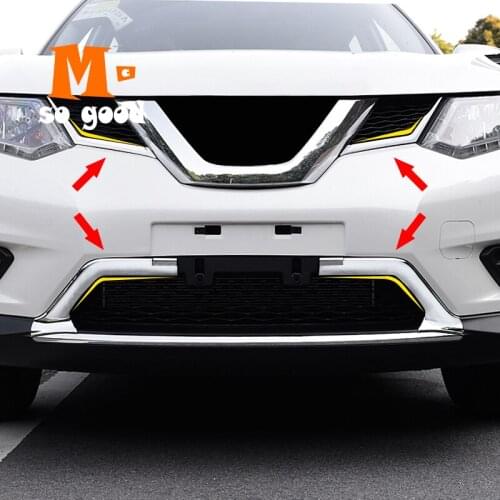 2014 2015 2016 for nissan x-trail XTrail Rogue t32 Front Upper Grid Grille Grill Moulding Stick Fram Lamp Trim ABS Accessories