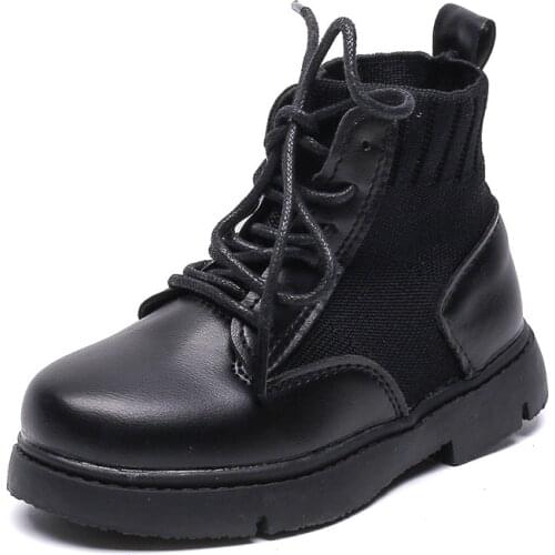 2021 Winter Plus Warm Childrens Leather Shoes Martin British Style Kids Shoes Soft-soled Fashion Leisure for Boys and Girls New