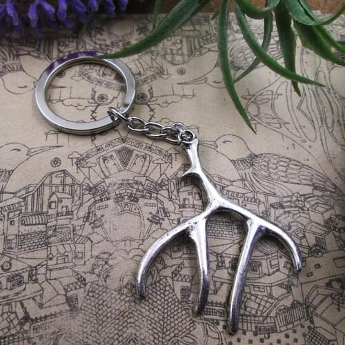 3pcs/Lot 40x52mm Deer Antlers 28mm Key Ring Metal Chain Silver Color Men Car Gift Keychain