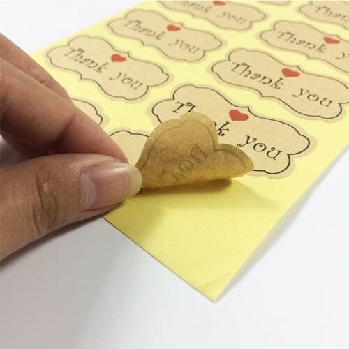 800PCS/lot Fairy Tale Style Vintage Kraft Paper Thank You Stickers With Red Heart Wedding Gift Party Bakery Packing Wholesale