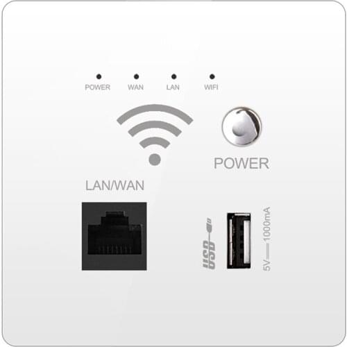 Wireless Wifi Socket, AP Relay Smart USB Socket, Crystal Glass Panel, 300Mbps Embedded Wall-Mounted WIFI Router