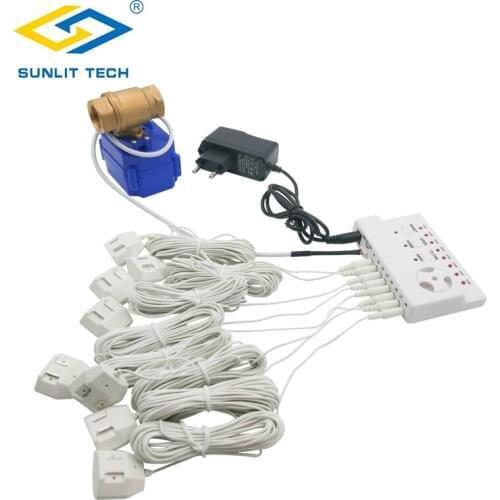 WLZ 806 Water Leakage Sensor with 1pc DN15 Brass Valve and 8pcs Water Cable for Water Leaking Detection
