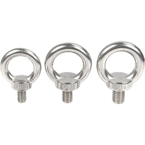 DIN580 M3 M4 M5 M6 M8 M10 M12 Eye Bolt 304 Stainless Steel Marine Lifting Eye Screws Ring Loop Hole for Cable Rope Eyebolt