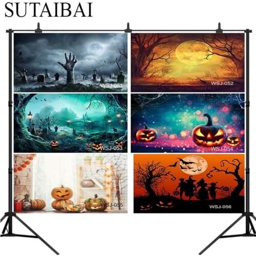 Halloween party pumpkin broken hand bat picture backdrop home party decoration painting curtain photography background cross