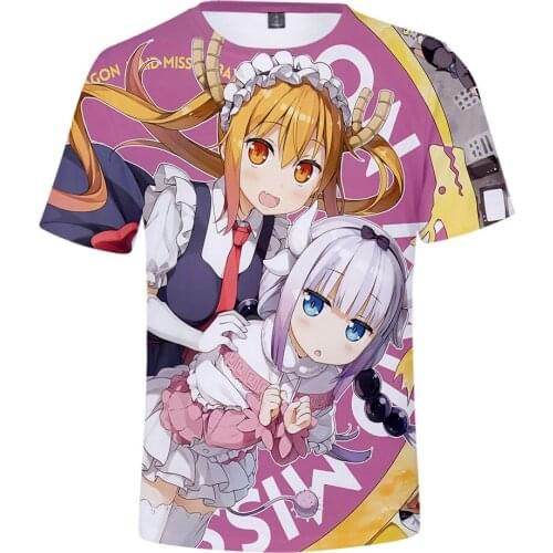Miss Kobayashis Dragon Maid Kobayashi Toru Kanna 3D Spring Summer Preppy Style Men/Women Street Clothes T-shirt Kawaii Style