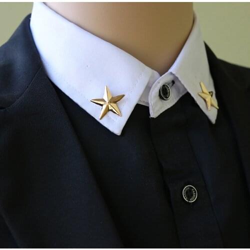 I-Remiel Korean Little Star Brooch Badges Mens and Womens Blouses Five Pointed Star Shirt Collar Pins and Brooches Accessories