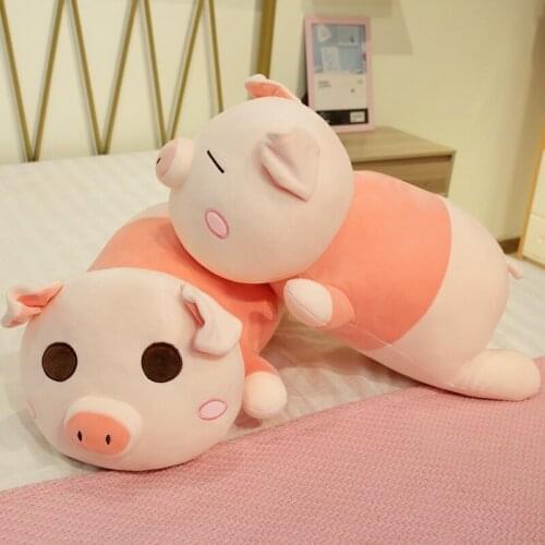 50-80CM Lovely Soft Down Expression Pig Plush Toy Stuffed Pink Pig Doll Lying Plush Piggy Pillow Birthday Gift for Girlfriend