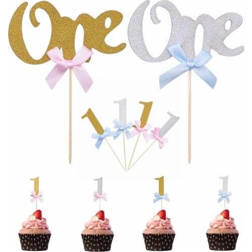 Custom any text name glitter Personalize one cupcake toppers first birthday party treat dessert pick toppers