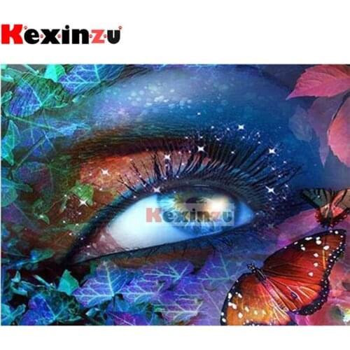 Kexinzu 5D DIY Full Square/Round Drill Diamond Painting "Butterfly eye" Embroidery Mosaic Cross Stitch Stickers Decor Gift X5577